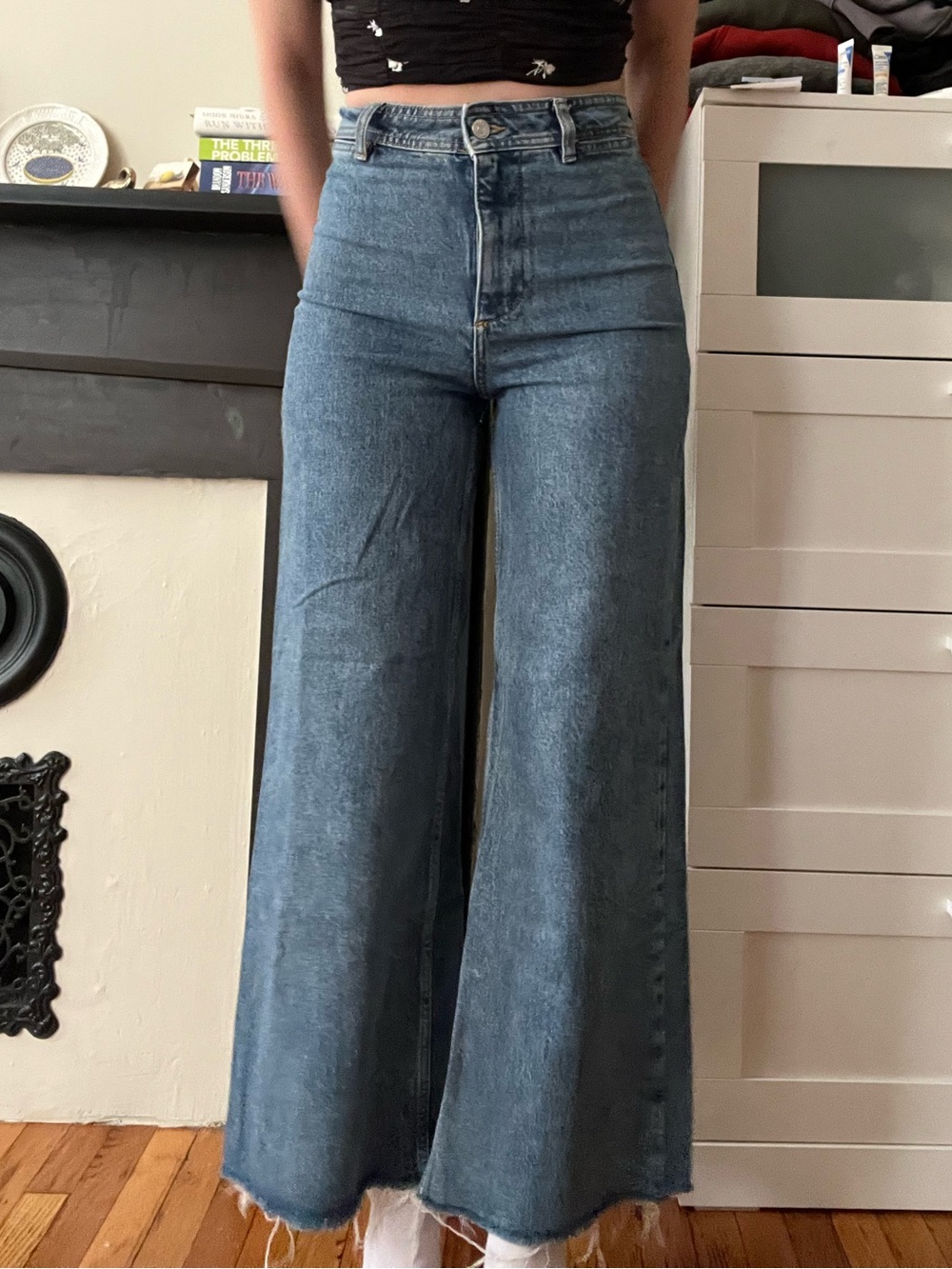Mango Wide-Leg High-Rise Jeans in Blue